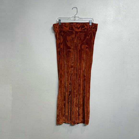 Urban Outfitters Orange Velvet Paisley Flare Pants Sz 6 - Picture 2 of 12